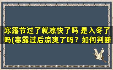 寒露节过了就凉快了吗 是入冬了吗(寒露过后凉爽了吗？如何判断开始入冬？——新闻热搜)